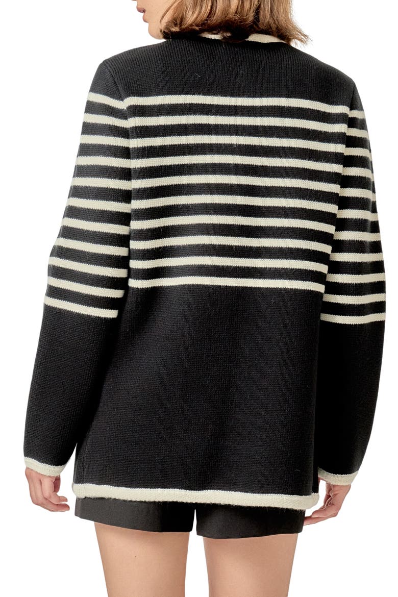 Stripe Cardigan, Alternate, color, BLACK/ CREAM