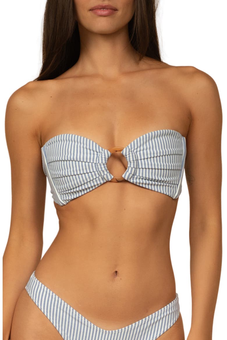 Tori Stripe Strapless Bikini Top, Main, color, CLASSIC BLUE STRIPE