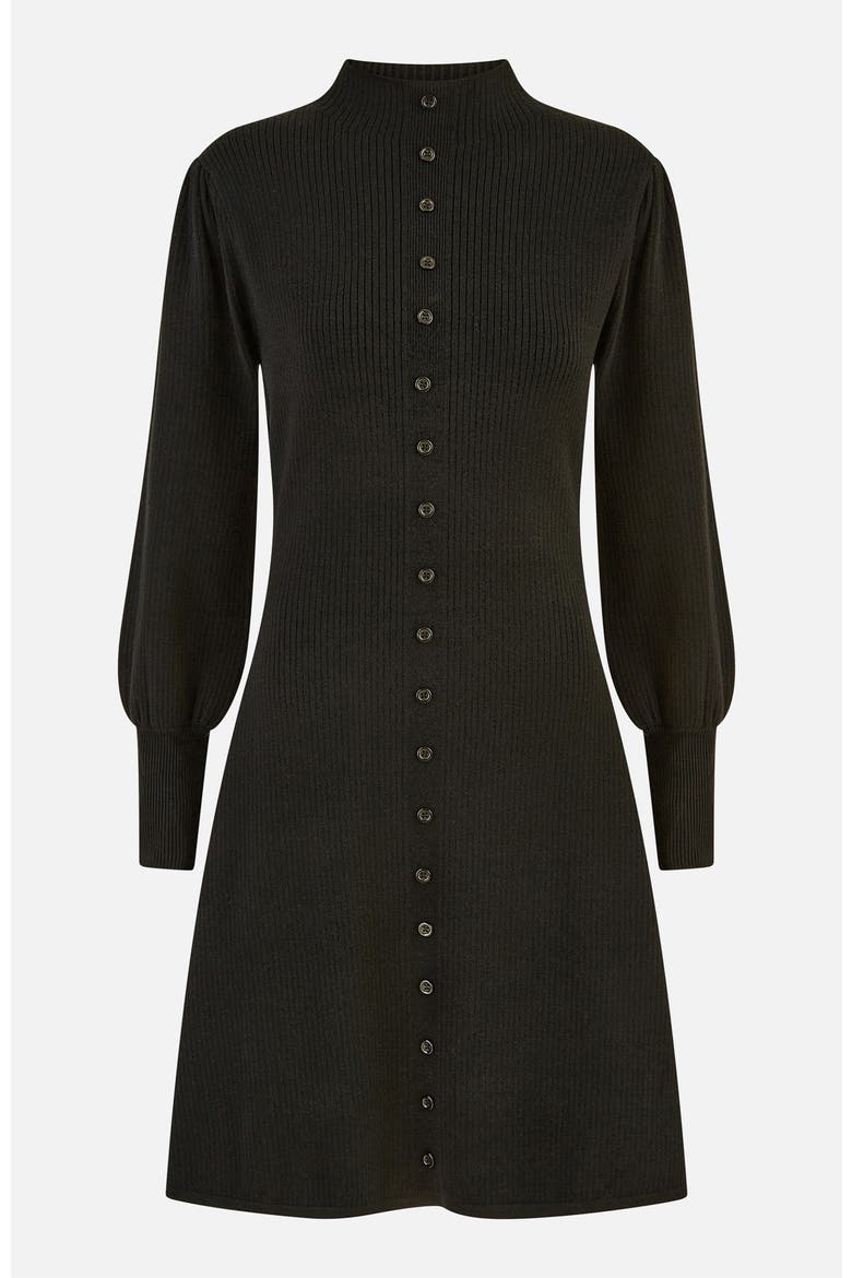 Knitted Button Up Midi Dress, Alternate, color, Black