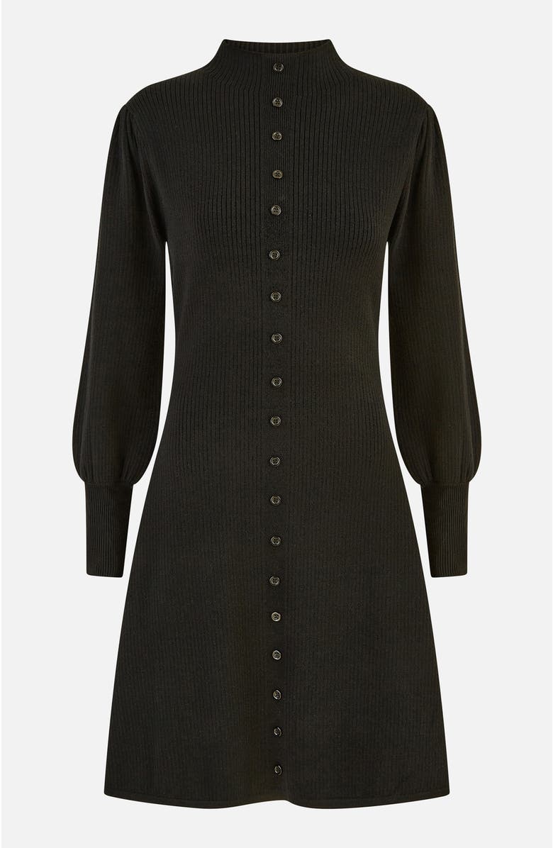 Yumi Knitted Button Up Midi Dress, Alternate, color, Black