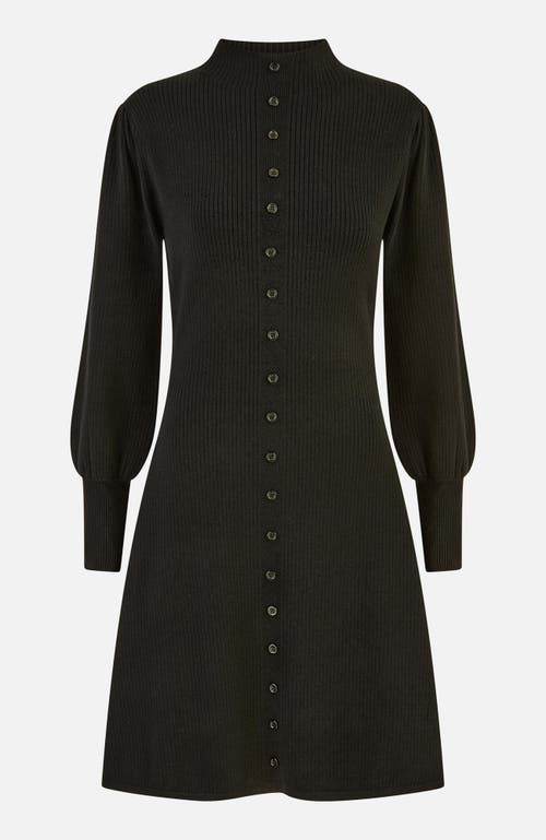 Yumi Knitted Button Up Midi Dress In Black