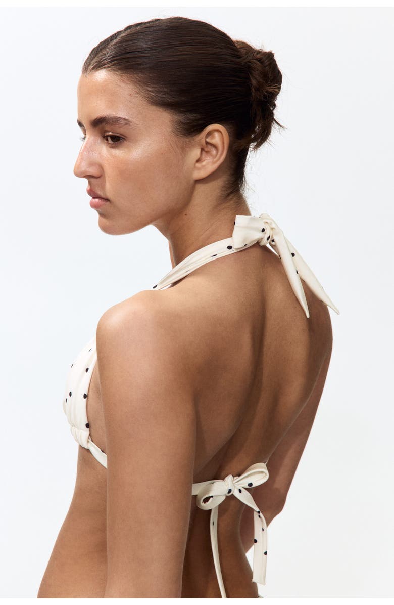 H&M Push-up triangle bikini top, Alternate, color, Cream/Polka Dot