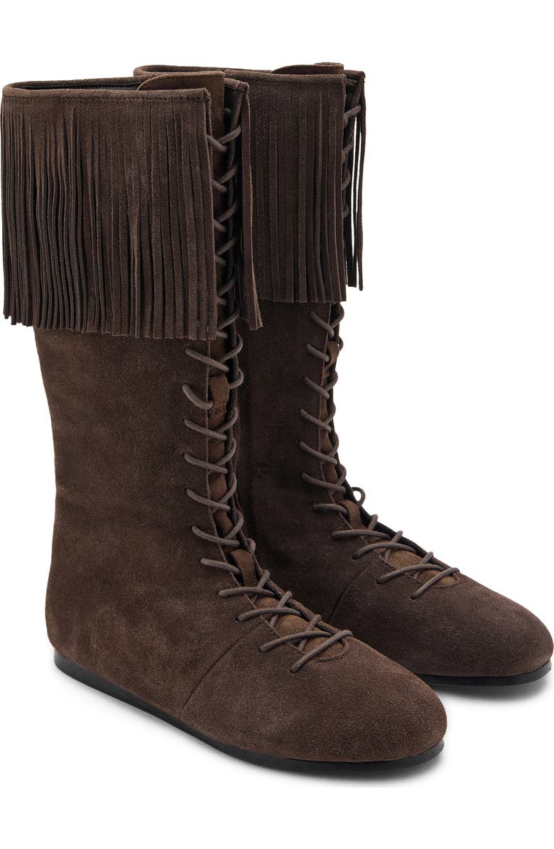 MANGO TEEN Fringe Boot, Main, color, Chocolate