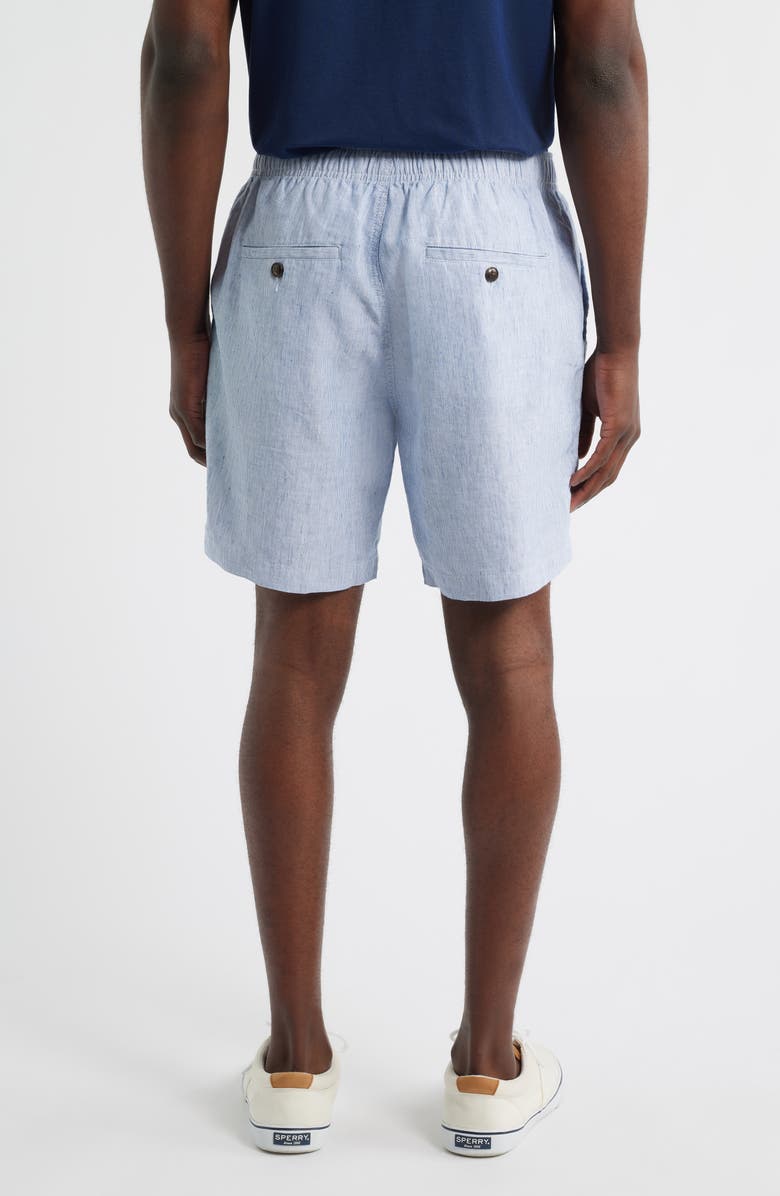 Peter Millar Crown Weekend Stripe Stretch Linen Blend Shorts, Alternate, color, Stream Blue