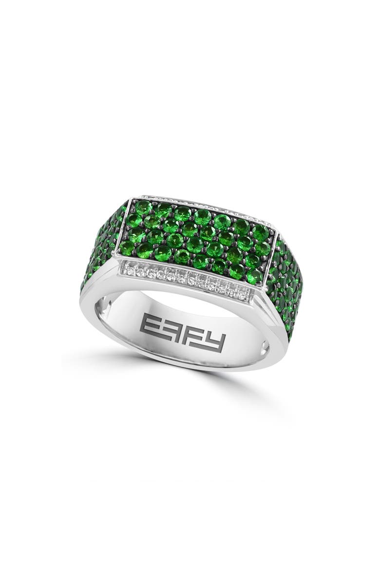 Tsavorite & Diamond Sterling Silver Band Ring, Main, color, GREEN