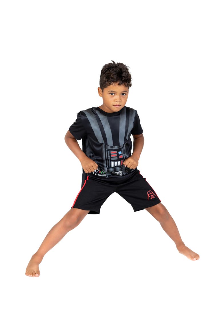 Darth Vader Cosplay T-Shirt Shorts and Cape Set, Alternate, color, Darth Vader Black