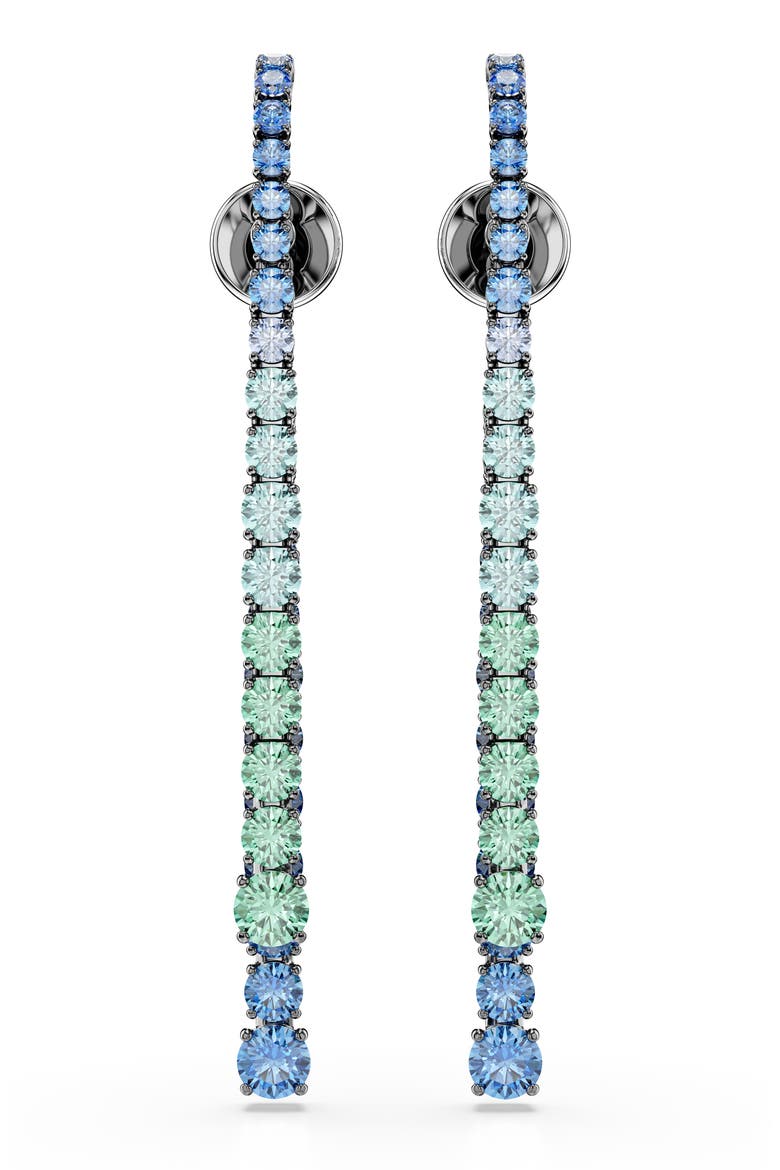 Matrix Crystal Linear Drop Earrings, Alternate, color, SILVER/ MULTI
