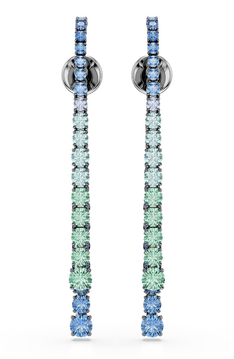 Swarovski Matrix Crystal Linear Drop Earrings, Alternate, color, Silver/ Multi