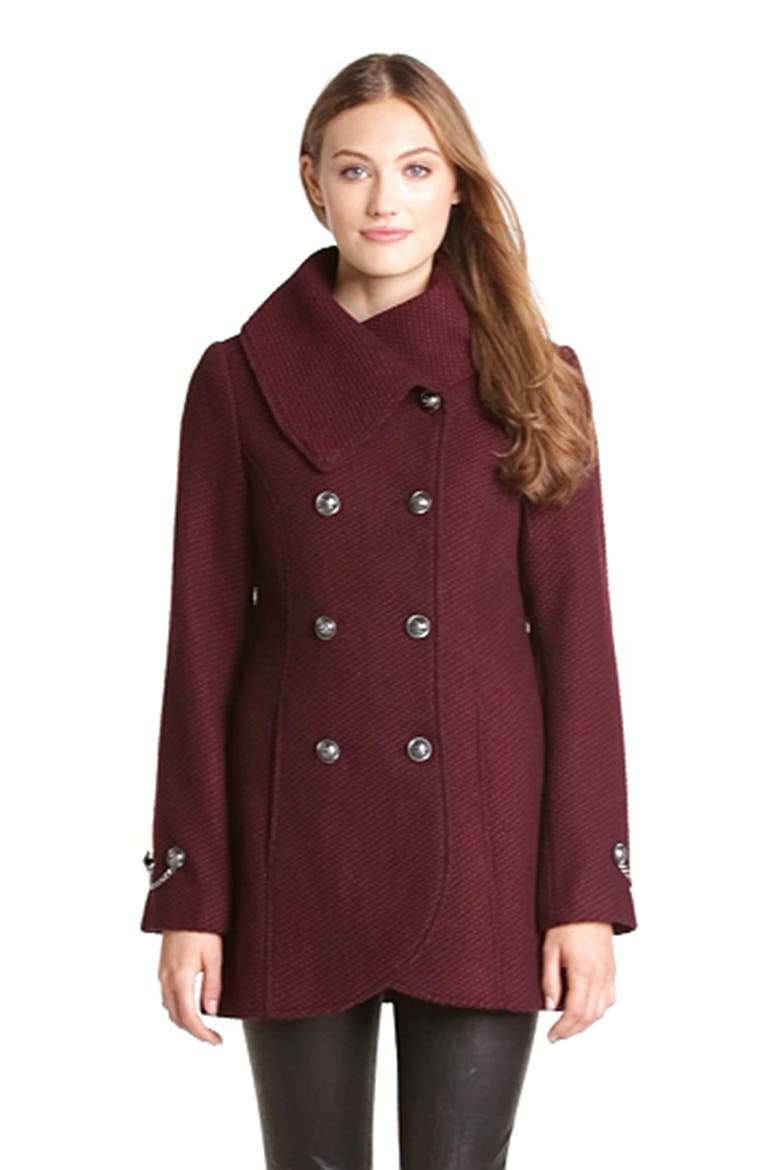Cutaway Basket Weave Coat, Alternate, color, BURGUNDY