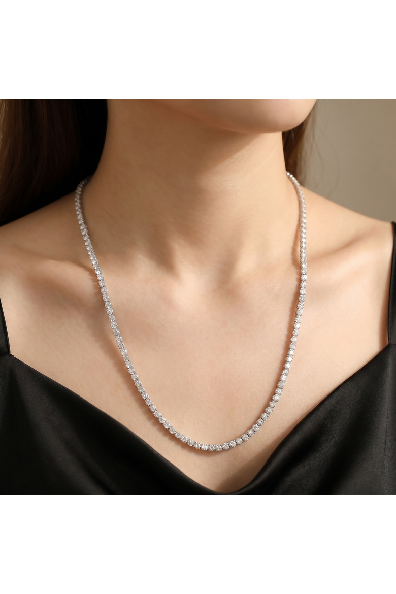 24 Ct TW Round Cut lab Grown Diamond Tennis Necklace 14K Gold 23", Alternate, color, 14k White Gold