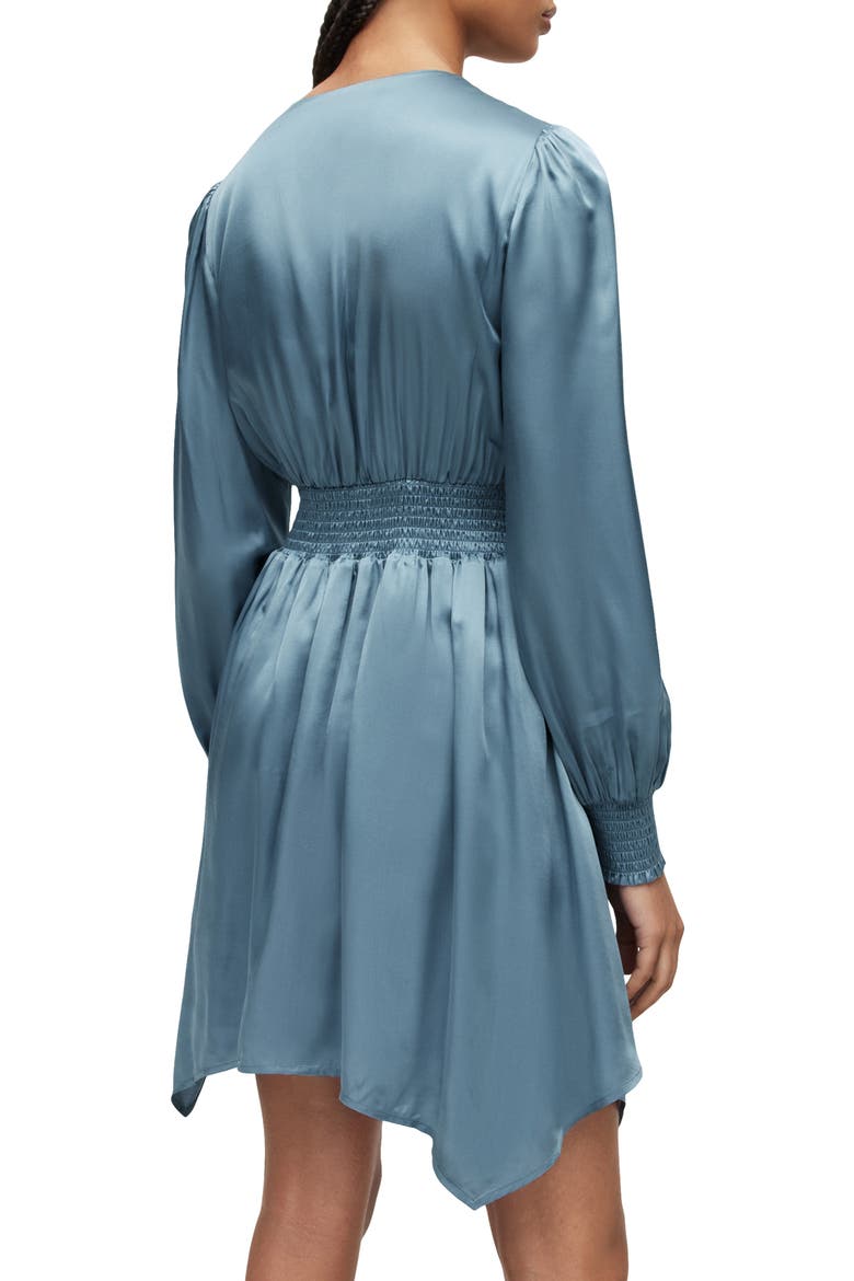 Esta Long Sleeve Asymmetric Hem Dress, Alternate, color, BLUE SLATE