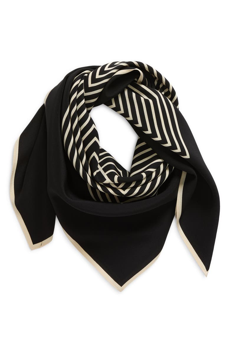 TOTEME Monogram Silk Scarf, Alternate, color, Black Monogram