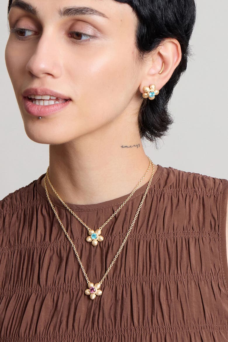 Flore Necklace Apatite, Alternate, color, Gold/Blue Apatite