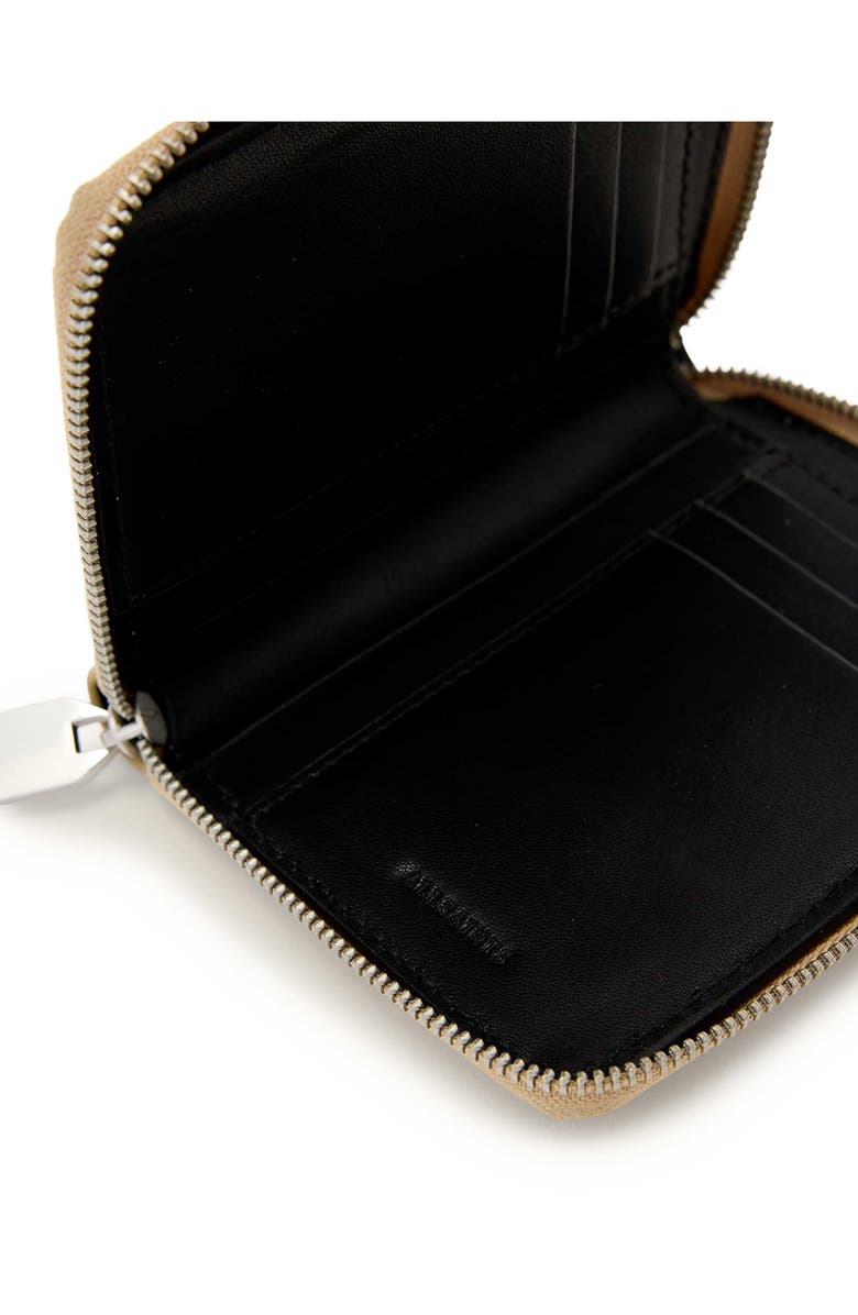 AllSaints Lena Hex Leather Zip Wallet, Alternate, color, Mellow Yellow