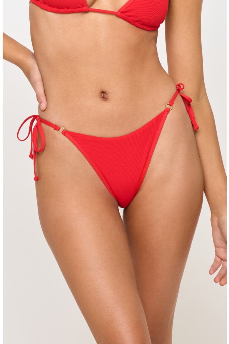 Banning Side Tie Bikini Bottoms, Main, color, FLAME