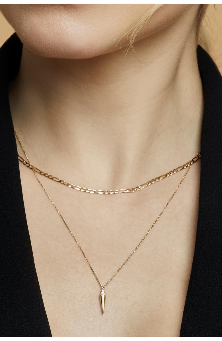 Oradina 10K Gold Florentine Figaro Petite Necklace, Alternate, color, Yellow Gold