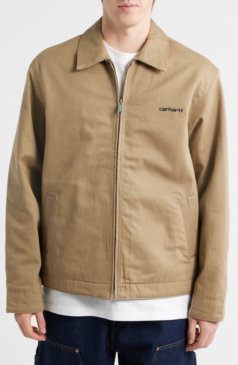 Carhartt Work In Progress Modular Script Embroidered Twill Jacket, Alternate, color, Beige Leather