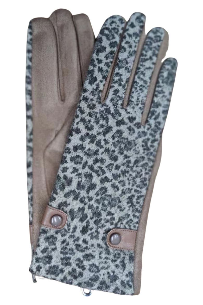 Leopard Jersey Gloves, Main, color, CAMEL