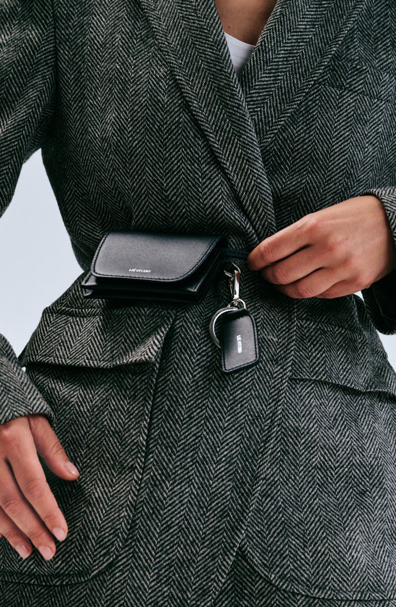 Lié Studio The Gaby Leather Tag Key Ring, Alternate, color, Solid Black