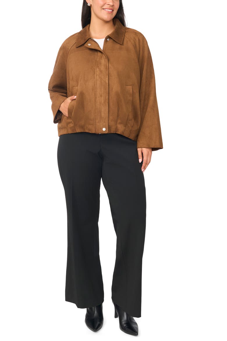 Faux Suede Raglan Sleeve Jacket, Alternate, color, TOASTED