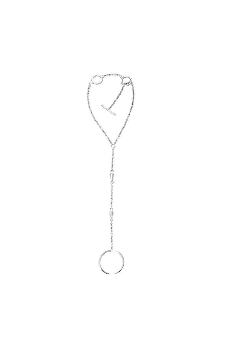 Double Drop Hand Chain, Main, color, Sterling Silver