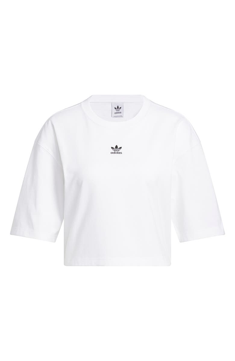 adidas Originals Essentials Trefoil Logo Crop T-Shirt, Alternate, color, White