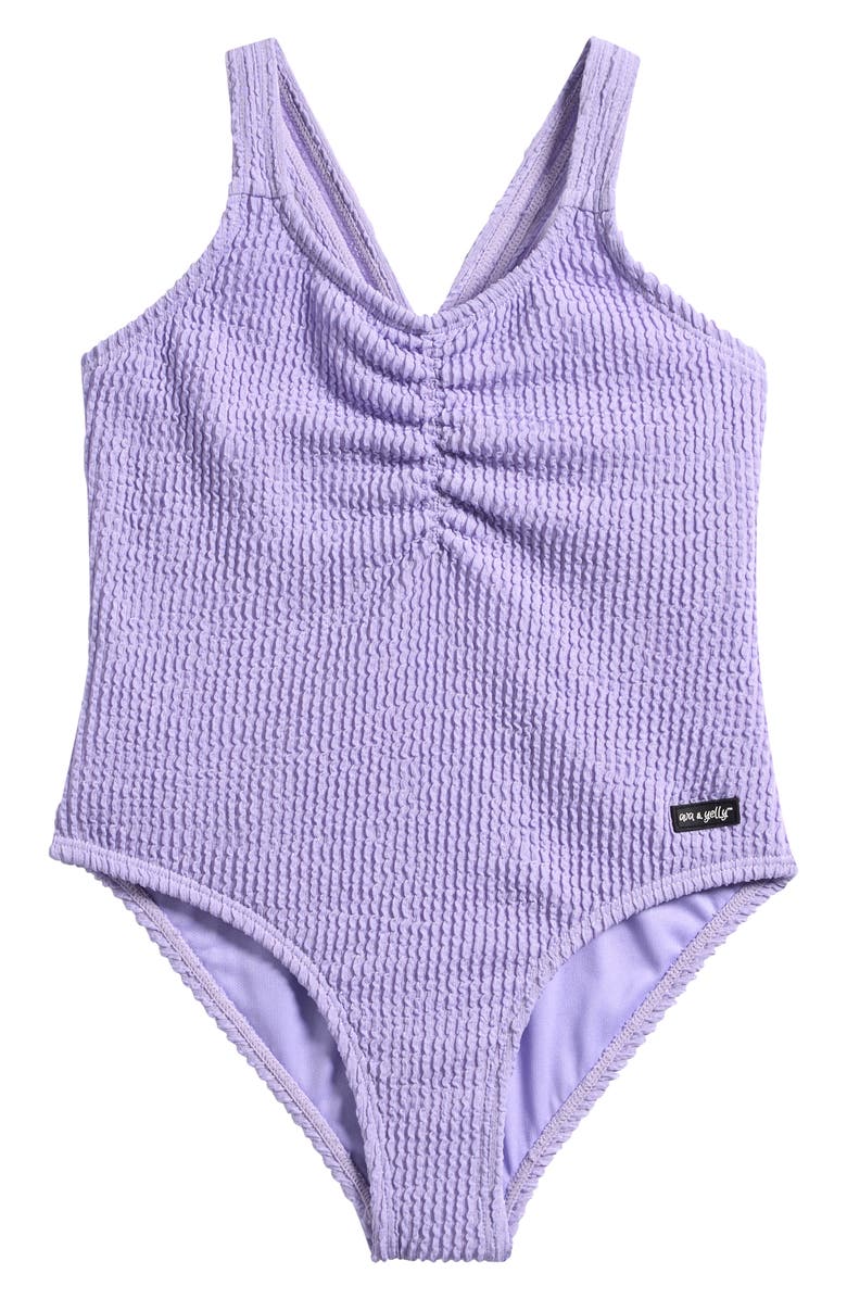 Ava & Yelly Kids' Cinched Front Two-Piece Swimsuit, Main, color, Lilac