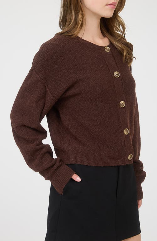 Blu Pepper Crewneck Button Down Cardigan In Brown