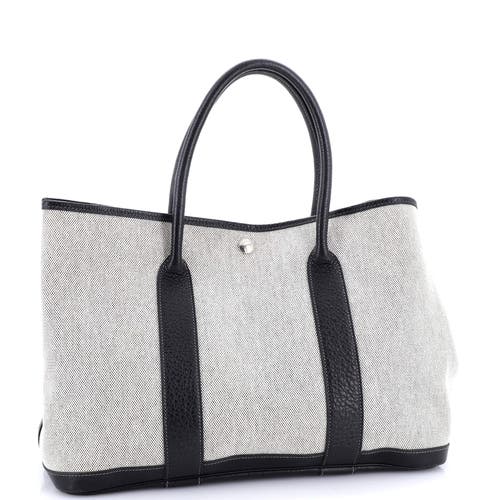 Pre-owned Hermes  Hermes Garden Party Tote Toile And Leather 36 In Black