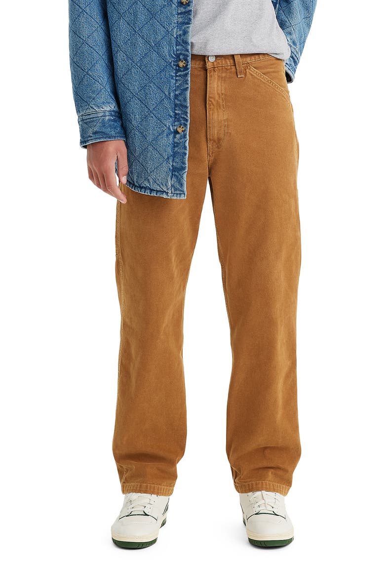 568 Loose Straight Leg Carpenter Pants, Main, color, DARK GINGER BTMS GARMENT DYE