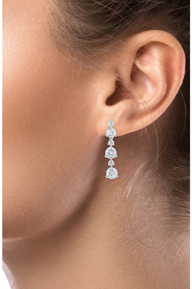 Alternating Cubic Zirconia Linear Drop Earrings, Alternate, color, CLEAR/ SILVER