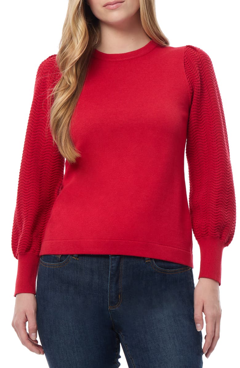 Jones New York Pointelle Sleeve Sweater, Main, color, 
