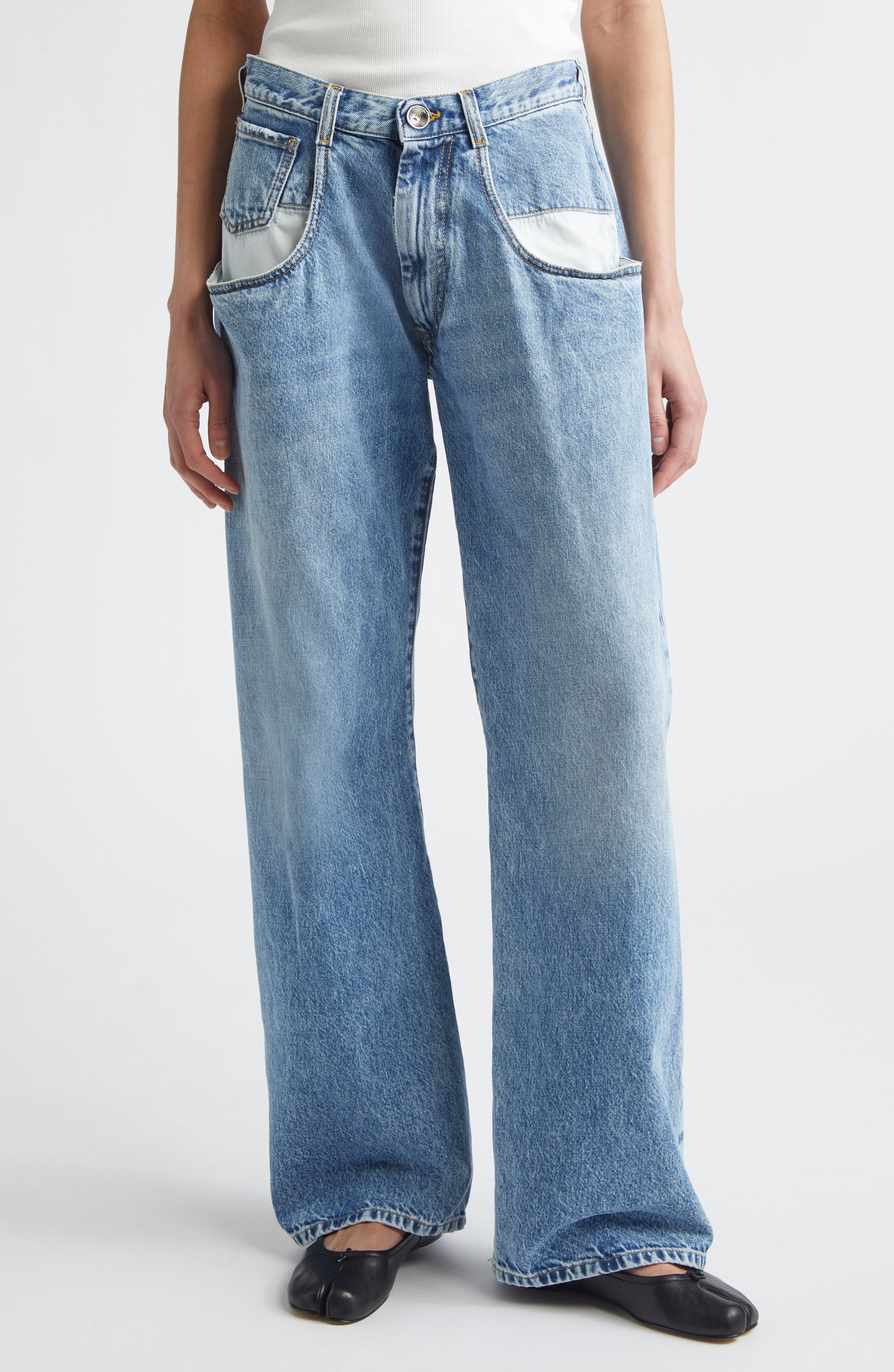 Elongated Pocket Nonstretch Denim Jeans (Women) | Nordstrom