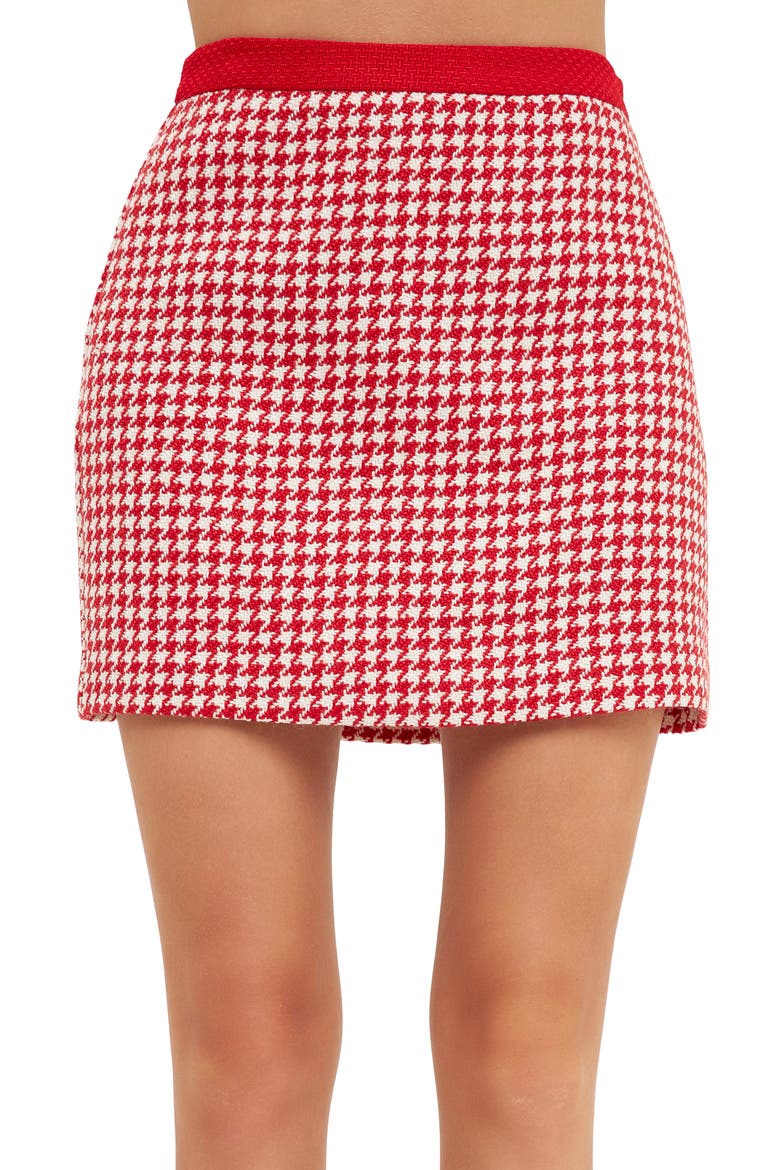 Houndstooth Tweed Miniskirt, Alternate, color, RED