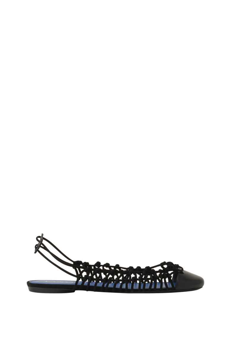 Lanvin Knitline Slingback Ballerina In Leather, Main, color, Black
