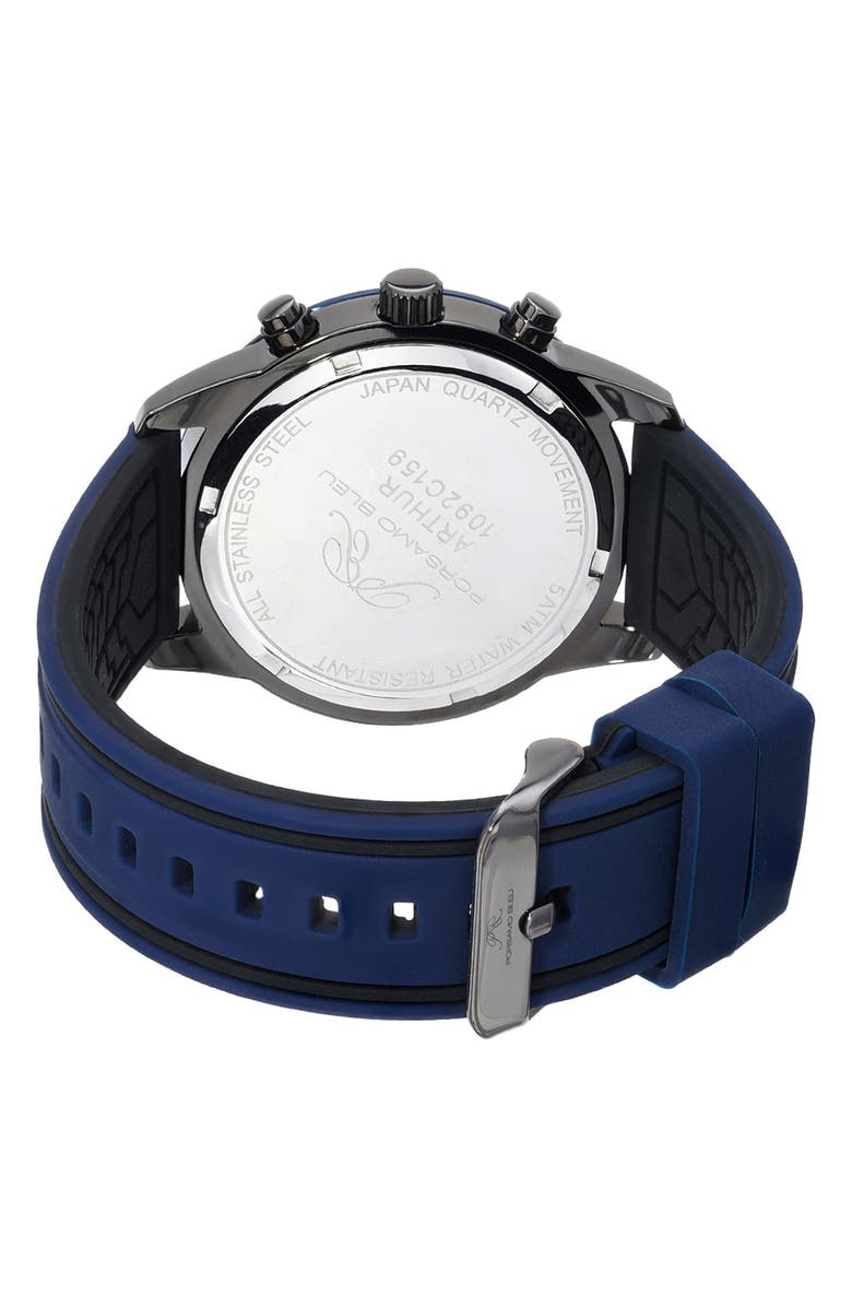 PORSAMO BLEU Men's Arthur Chronograph Silicone Strap Watch, 44mm, Alternate, color,