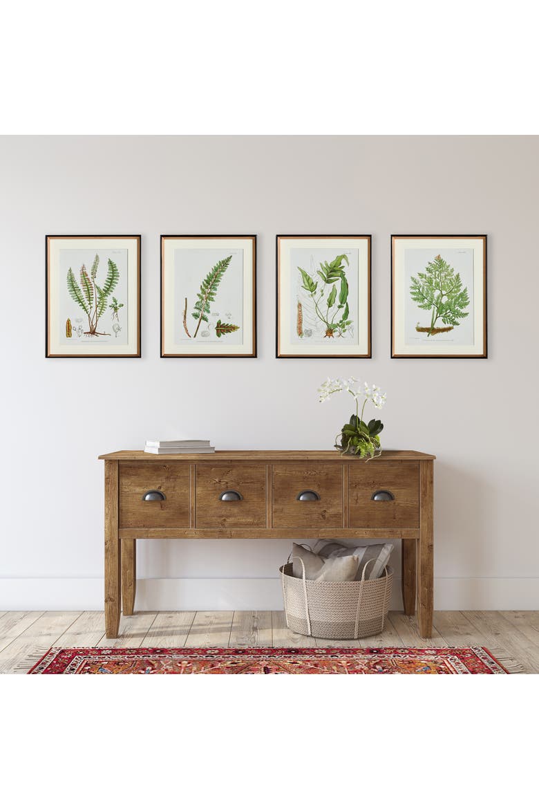 17.75" x 23" Decorative Structural Fern Botanical Study Framed Prints Set of 4, Alternate, color, Green