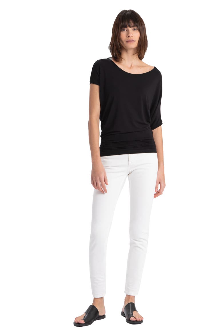 Elena One-Shoulder Jersey Top, Alternate, color, BLACK