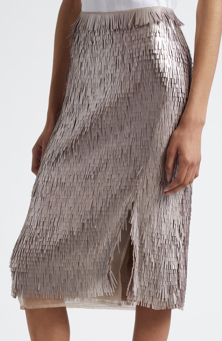 Róhe Sequin Fringe Skirt, Alternate, color, Silver