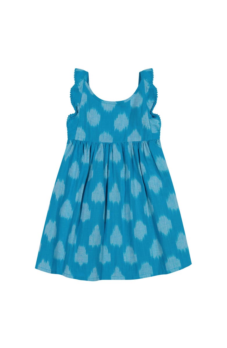 Mer St. Barth Daphne Girl's Flutter Sleeve Dress Cerulean Blue Ikat, Main, color,