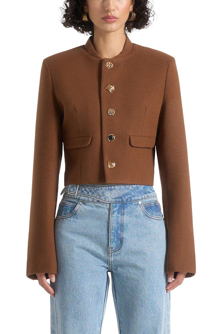 Evana Structured Wool Jacket With Mixed Buttons, Main, color, Rust