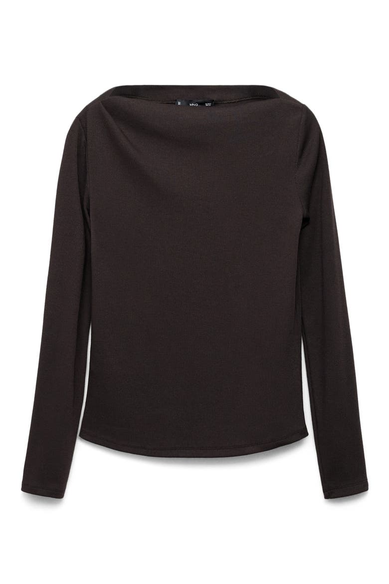 Boat Neck Long Sleeve T-Shirt, Alternate, color, CHOCOLATE