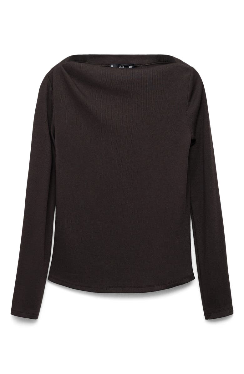 MANGO Boat Neck Long Sleeve T-Shirt, Alternate, color, Chocolate