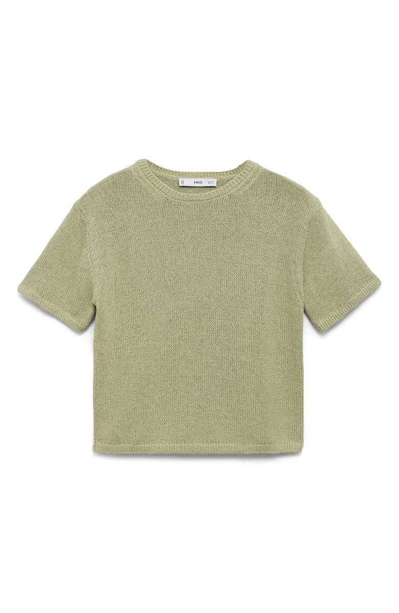 MANGO Madeano Short Sleeve Crewneck Sweater, Alternate, color, Aqua Green