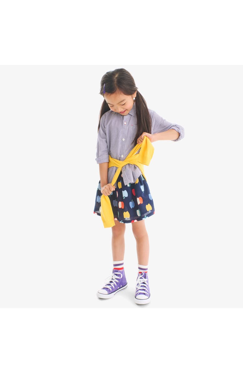 Primary Kids Pull-On Pocket Skirt In Rainbow Apples, Alternate, color, Navy/Rainbow Apples