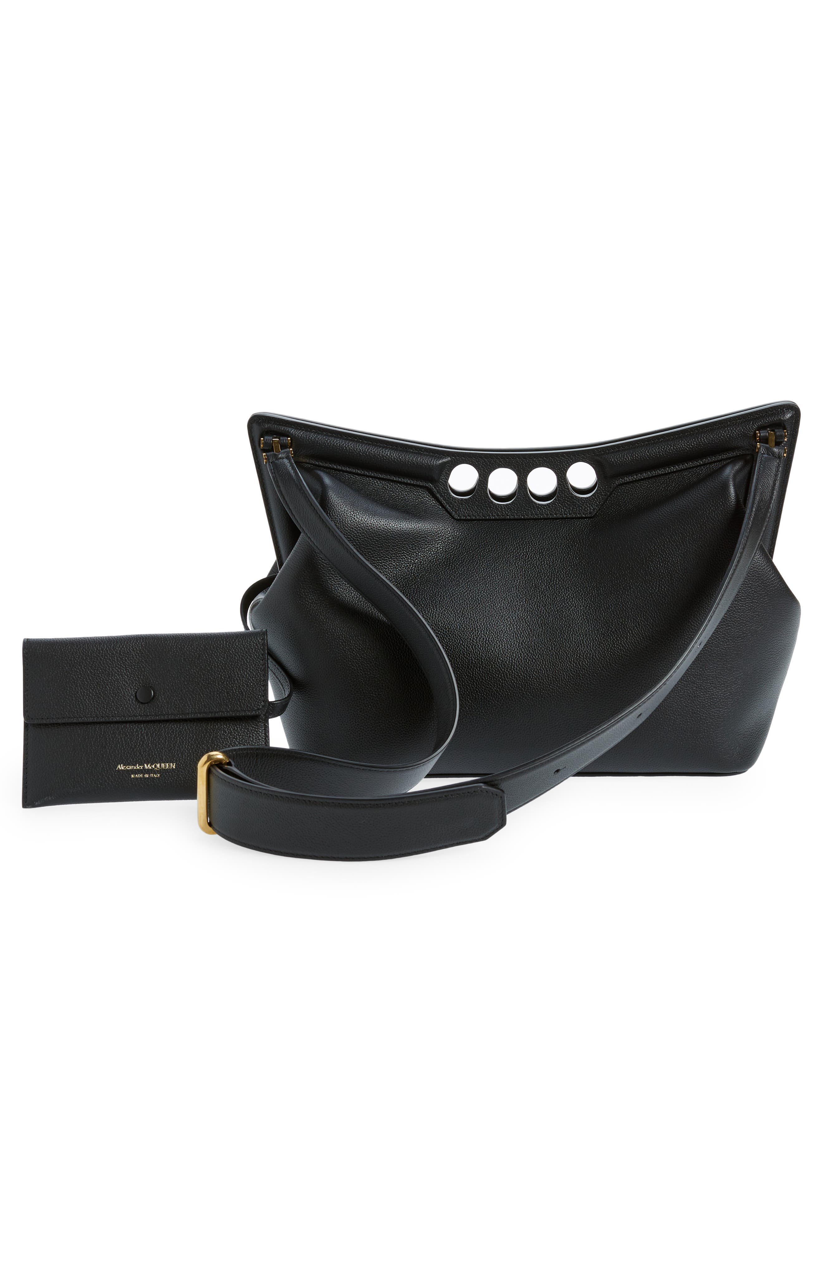 McQueen The Large Peak Leather Shoulder Bag, Alternate, color, 