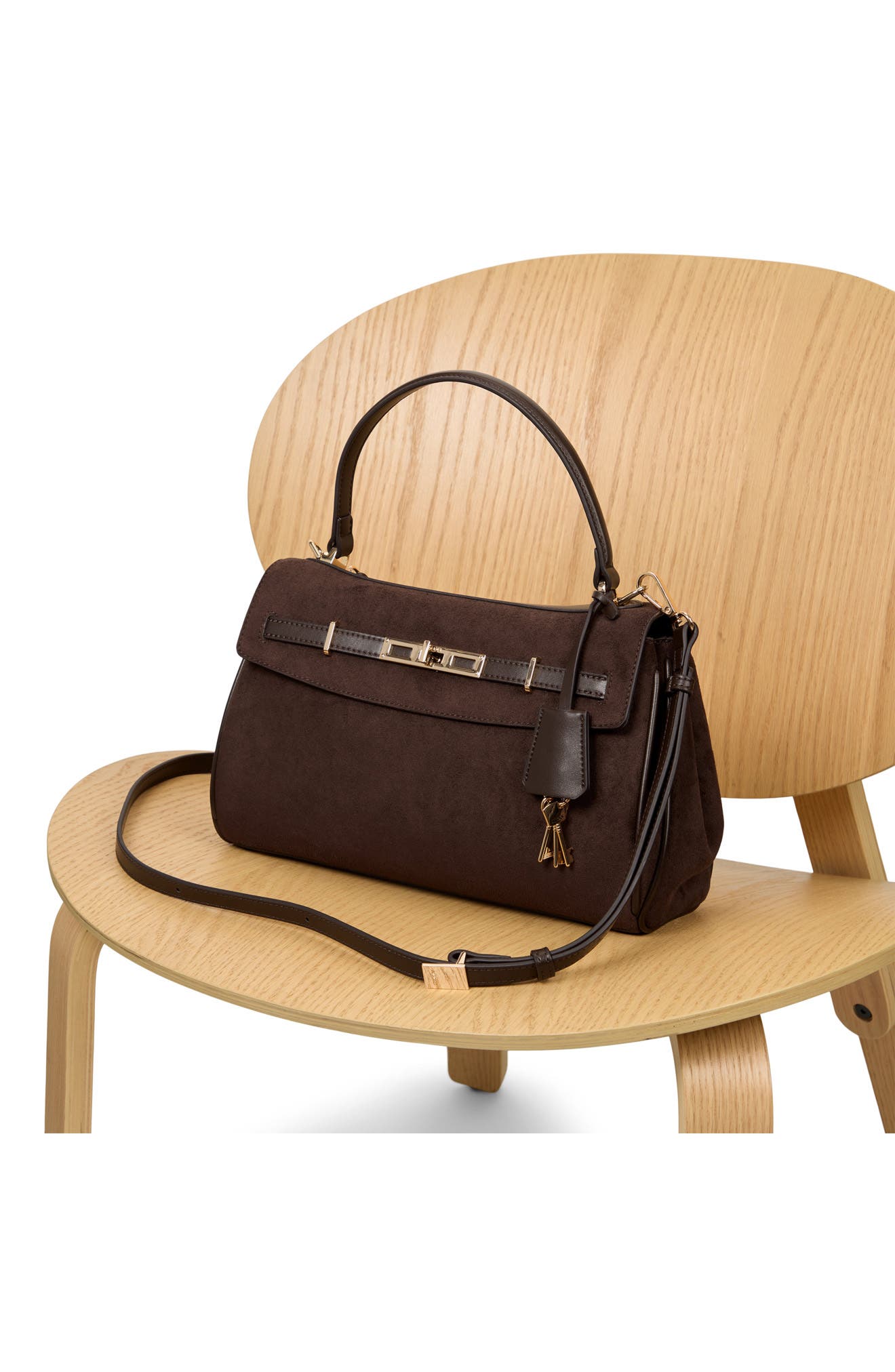 Katieax Faux Leather Satchel, Alternate, color, BROWN