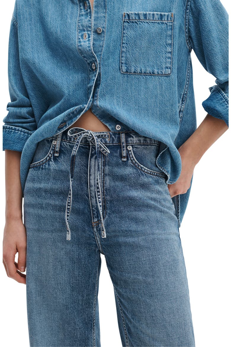 Featherweight Phoebe Drawstring Wide Leg Jeans, Alternate, color, EVERGLADE