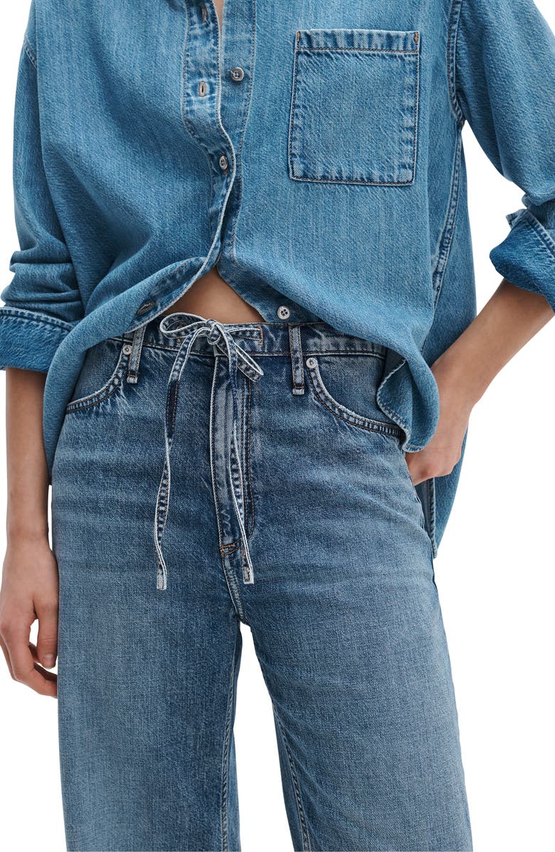 rag & bone Featherweight Phoebe Drawstring Wide Leg Jeans, Alternate, color, Everglade