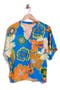  Blue/ Rose Floral Print